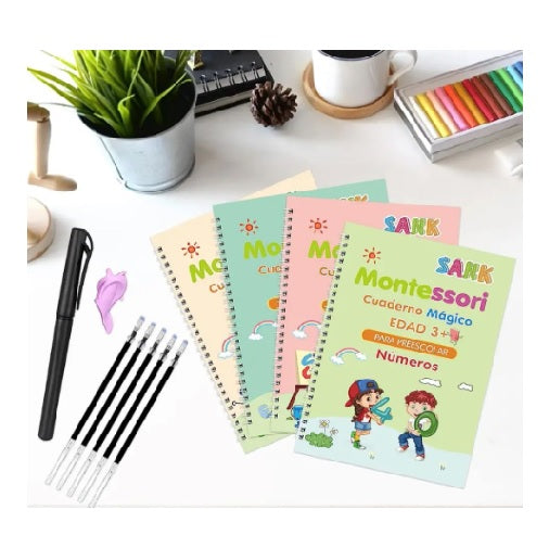 KIT DE CUADERNOS MAGICOS DE CALIGRAFIA MONTESSORI