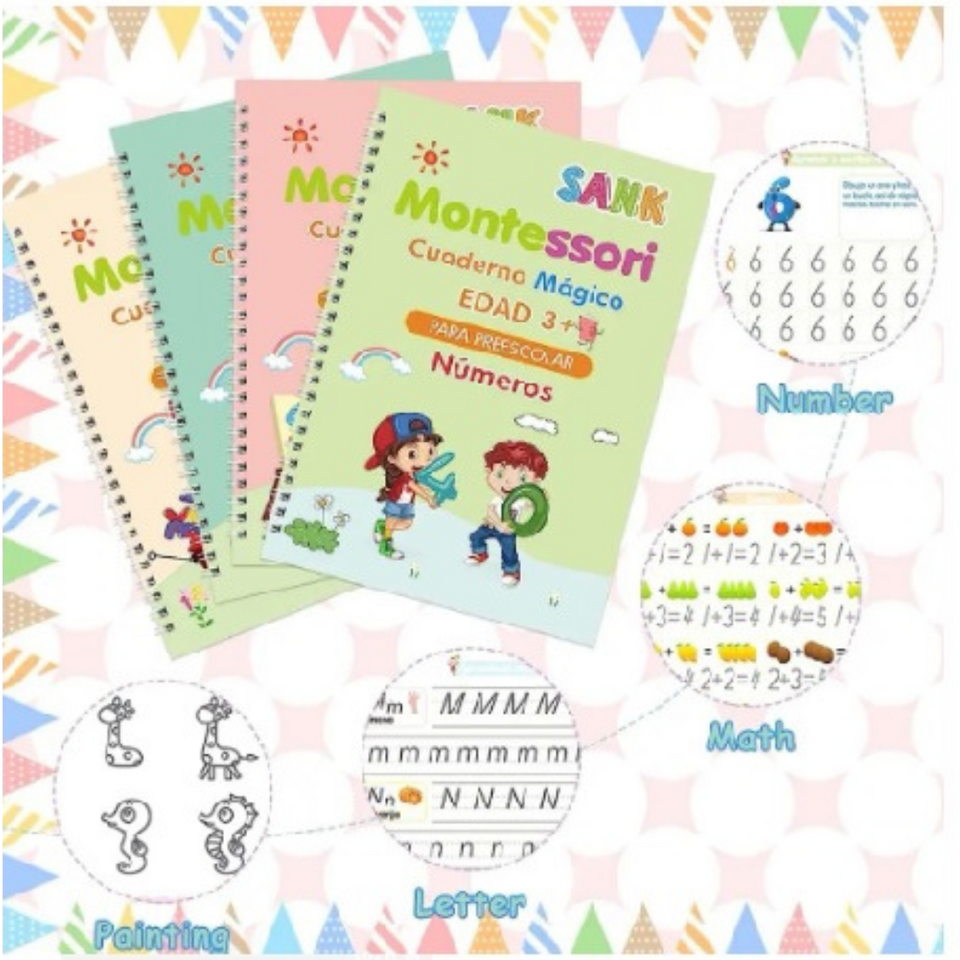 KIT DE CUADERNOS MAGICOS DE CALIGRAFIA MONTESSORI